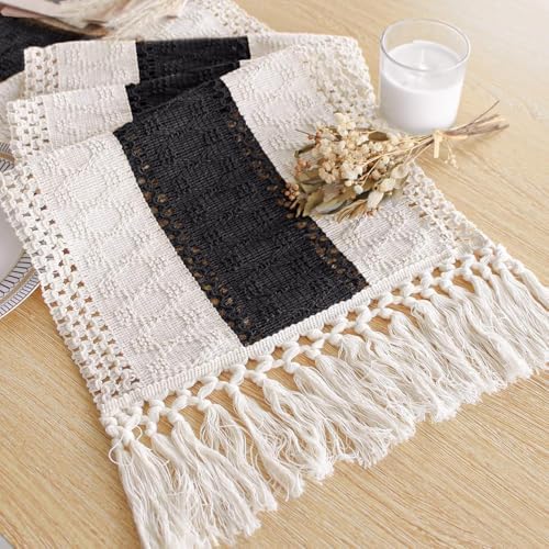 FEXIA Farmhouse Table Runner for Home Decor 12x108 Black Fall Home Decor
