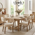 HNY Mid Century Modern Dining Chairs Set of 6, Upholstered Linen Kitchen & Dining Room Chairs with Ergonomic Curved Backrest, Solid Wood Legs, Farmhouse Accent Chair for Home, Apartment, Beige