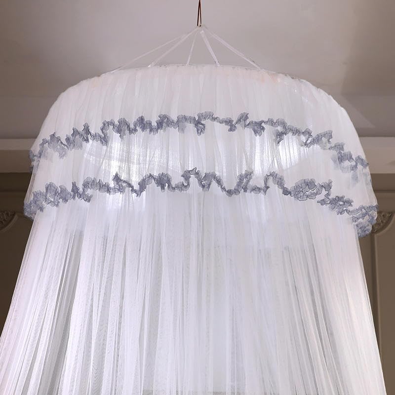 Kertnic Mosquito Net Bed Canopy for Girls, Princess Canopy Bed Curtain Fine Sheer Mesh Dome Bed Canopies, Girls & Adults Lace Tent for Twin Full Queen King Bed (White)