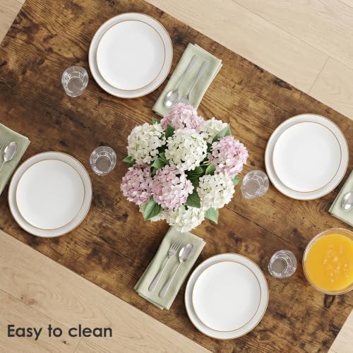 VECELO 55" Kitchen Dining Table Set for 4, Heavy-Duty Steel Frame & Wood-Grain Tabletop, Space-Saving Dinette Sets with 2 Benches for Breakfast Nook and Small Space, Brown