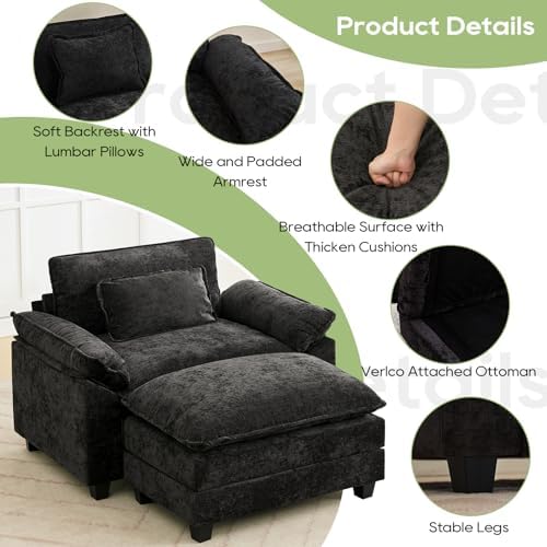 Oprisen 53" Modular Sectional Sofa, Comfy Deep Cloud Couch with Ottoman