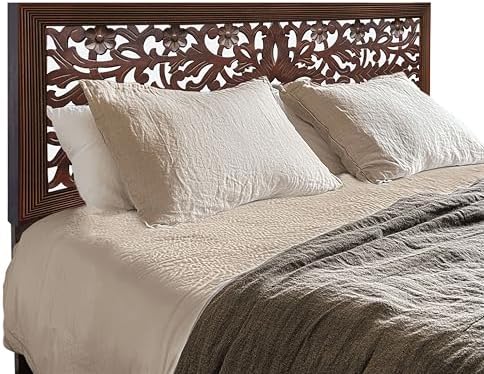 COTTON CRAFT Solid Wood Sturdy Queen Headboard - Rustic Antique Brown
