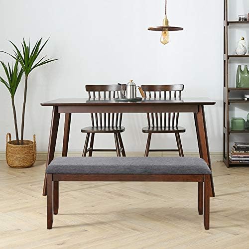 GIANTEX Dining Room Bench with Upholstered Padded Seat, 660lbs Capacity, 47" x 15.5" x 19.5" Ottoman, Wood Kitchen Table Bench for Entryway, Bedroom End of Bed, Grey