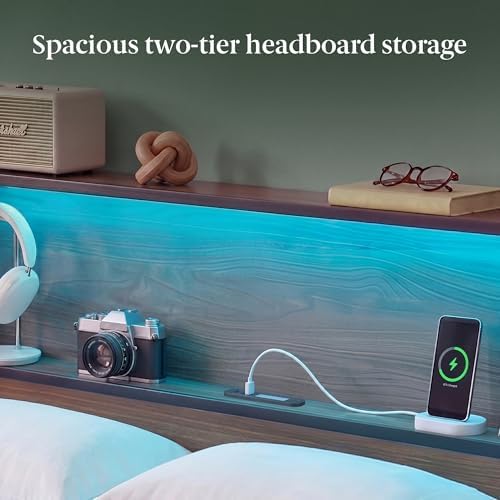 Zinus Kai Platform Bed Frame, RGB LED Lights, USB Charging Station, Twin