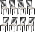 AMERLIFE Set of 8 Farmhouse Upholstered Dining Chairs with Wood Legs, Grey
