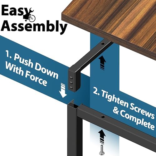 SHW Mission 55-Inch Home Office Computer Desk, Walnut