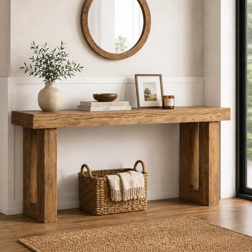 HOKYHOKY Reclaimed Solid Wood Console Table, 70" Long Entryway Table