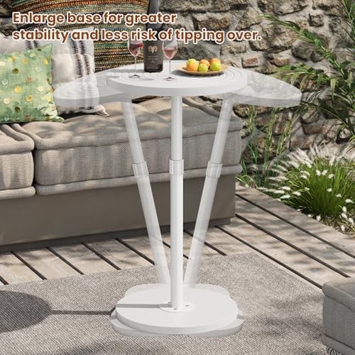 Asgolion Round Side Table, Small Adjustable-Height Drink Table