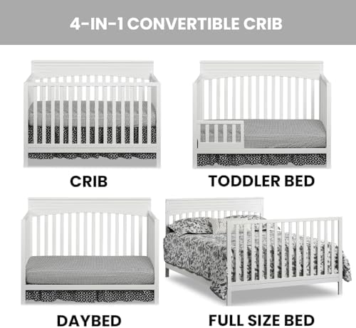 Oxford Baby Harper 4-in-1 Convertible Crib, Snow White, GreenGuard Gold Certified