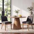 Charcoal Linen Fabric Dining Chairs Set of 2 with Comfortable Back Support