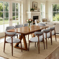 CHUN YI Dining Chairs Set of 8, Wooden Dining Room Chairs with Ergonomic Curved Back, Upholstered Mid Century Modern Kitchen Chairs, Gray