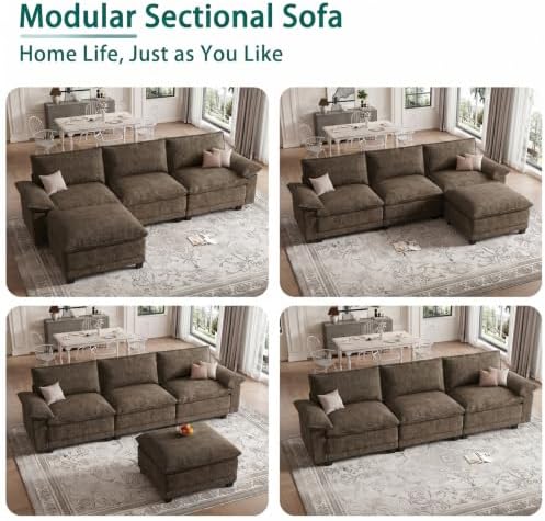 108" Modular Sectional Couch, L Shaped Cloud Sofa for Living Room