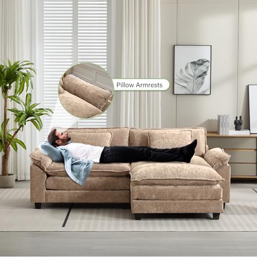 Oprisen 86" Modular Sectional Sofa, Comfy Deep Cloud Couch with Ottoman