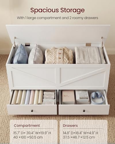 VASAGLE Storage Chest with 2 Fabric Drawers, 15.7 x 39.4 x 19.9 Inches