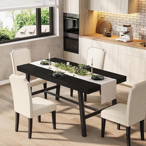 Garvee 55" Sturdy Kitchen Table, Writing Dining Table, Black