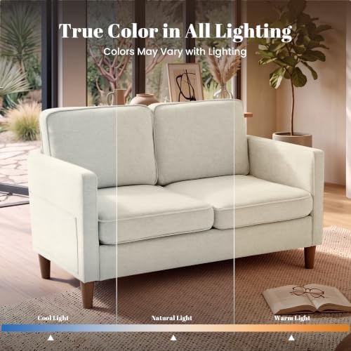 56" Loveseat Sofa, Mid Century Modern 2 Seater Chenille Love Seat Couch