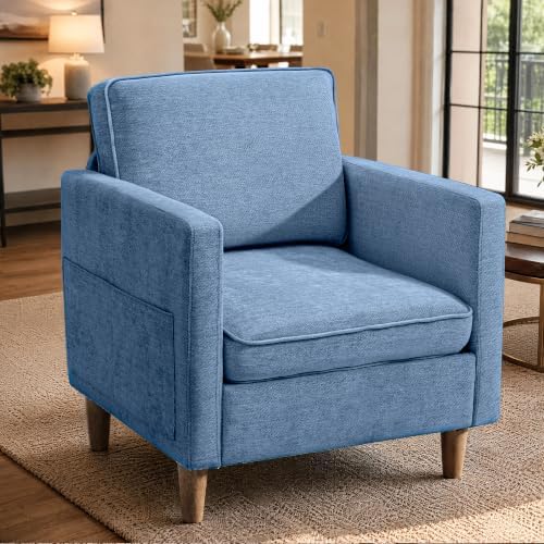 Chenille Accent Chair Mid Century Modern Reading Armchair for Living Room