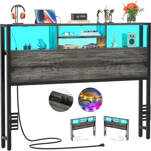 Aheaplus Headboard for Full Size Bed with Storage, Headboards with Outlets