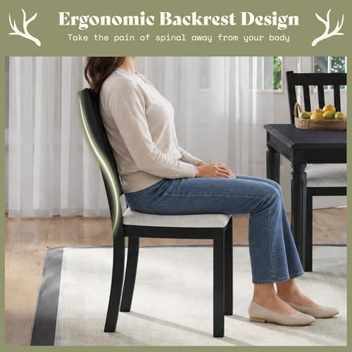 AMERLIFE Set of 8 Farmhouse Upholstered Dining Chairs with Wood Legs, Grey