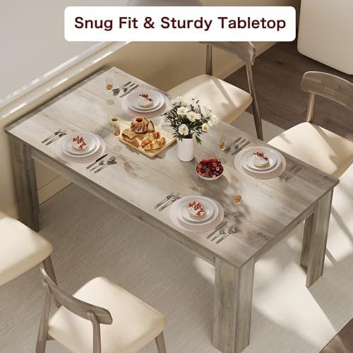 63" Farmhouse Dining Table for 4-6 People, Rectangular Kitchen Table, Rustic Wood Dinner Table for Dining Room and Living Room, Sturdy Country Table for 4 to 6, 300 lbs Capacity, Retro Gray
