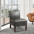 Armless Accent Chairs Upholstered Dining Chairs Living Room Chairs with Solid Wood Legs Leather Reading Chair for Adults Comfy Chair for Bedroom Vanity Kitchen (Grey)