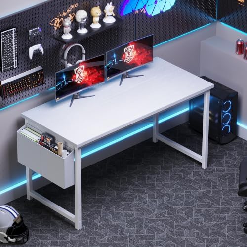 OLIXIS Computer Desk, 55 Inch Gaming Desks for Home Office Small Spaces