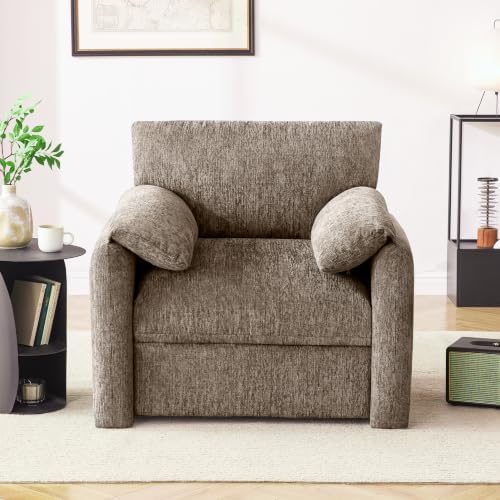 Howjoe Accent Chair for Living Room, Oversized Reading Armchair, Brown