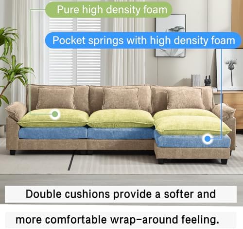 Oprisen 120" Modular Sectional Sofa, Comfy Deep Cloud Couch with Ottoman