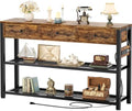 Ecoprsio Entryway Table with Outlets, 47" Console Table with 3 Drawers