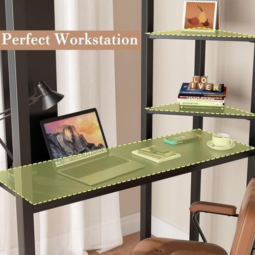 Nuturelly Full Size Loft Bed with Desk, 13" Guardrails, Noise-Free, Black