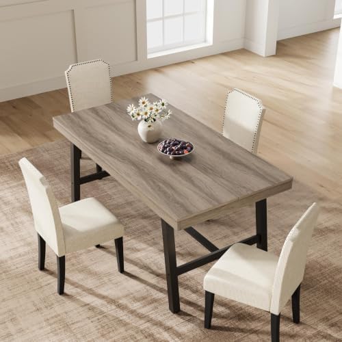 Garvee 55" Modern Dining Table, Small Kitchen Table, Grey Walnut