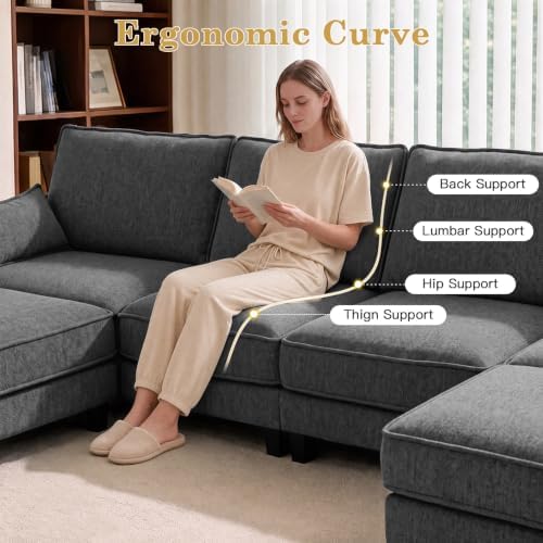 Modular Sectional U Shaped Couch, 116" Cloud Sofa for Living Room