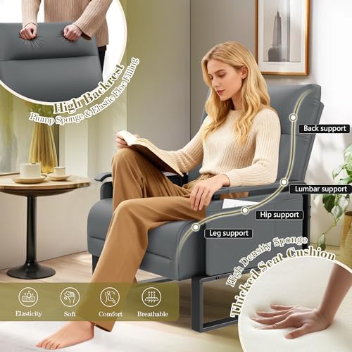 PU Leather Accent Chair Upholstered Living Room Chairs Set of 2 Grey