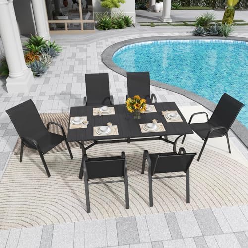 Stackable Patio Chairs Set of 8, Black