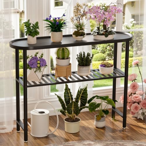 Black Entryway Table for Hallway Bamboo, 39.4"L x 11.8"W x 29.7"H