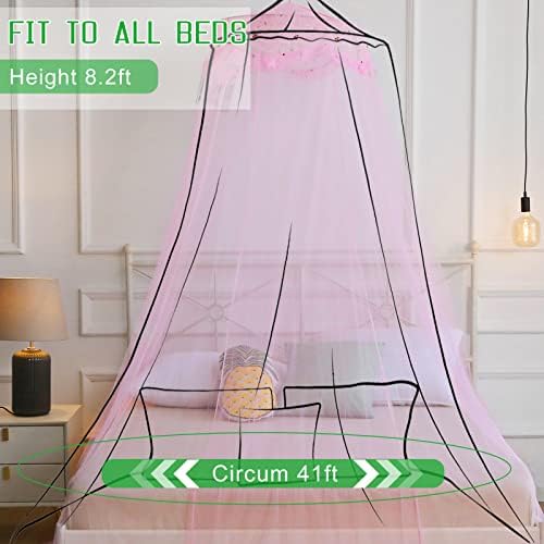 Mosquito Net Bed Canopy for Girls Pink Bed Curtains Tent Twin Queen Size