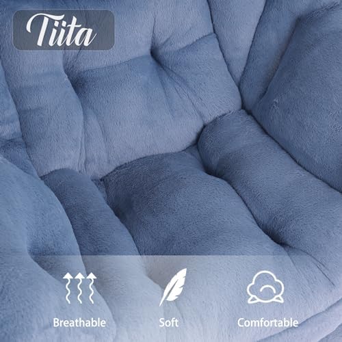 Tiita Lazy Chair with Ottoman, Comfy Reading Accent Chair, Plush Light Blue