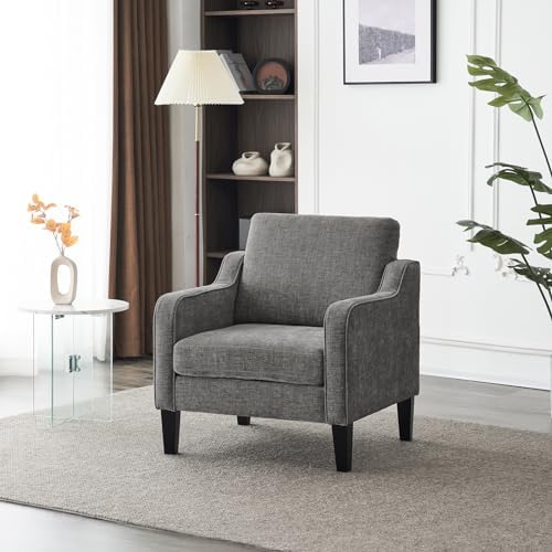 VINGLI Light Grey Accent Chair, Chenille Fabric Armchair for Living Room