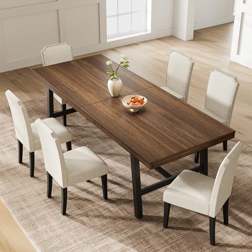 Garvee 87" Heavy Duty Kitchen Table, 10 Person Dining Table, Brown