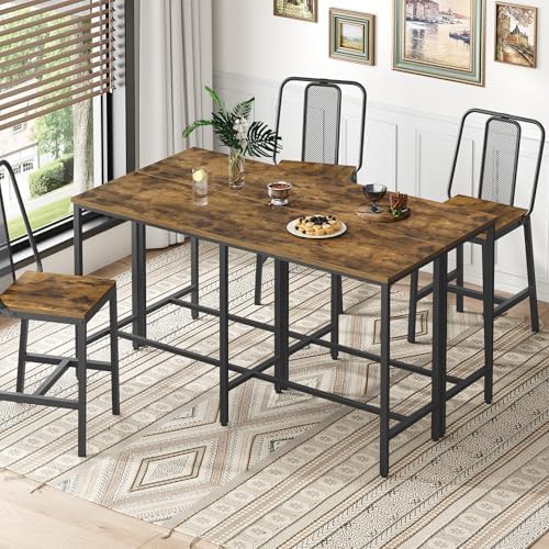 YATINEY 78.7" Long Bar Table, Counter Bar Height Table, High Top Table, Rectangular Hightop Bar Pub, for Kitchen, Living Room, Entryway, Rustic Brown and Black BT20BR