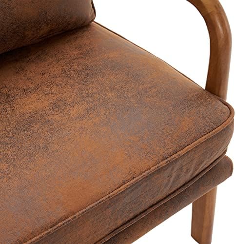 Bonnlo Microfiber Rustic Mid Century Modern Accent Chair, Soild Wood Padding Lounge Armchairs Side Sitting Chairs for Living Room, Bedroom, Guest Room