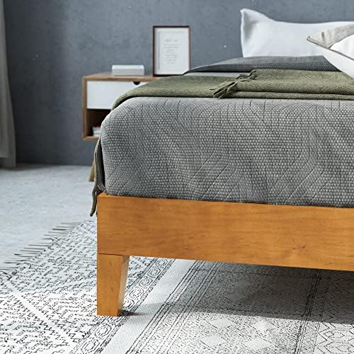 Zinus Alexis Deluxe Wood Platform Bed Frame, Solid Wood Foundation, No Box Spring Needed, Wood Slat Support, Easy Assembly, Rustic Pine, Twin