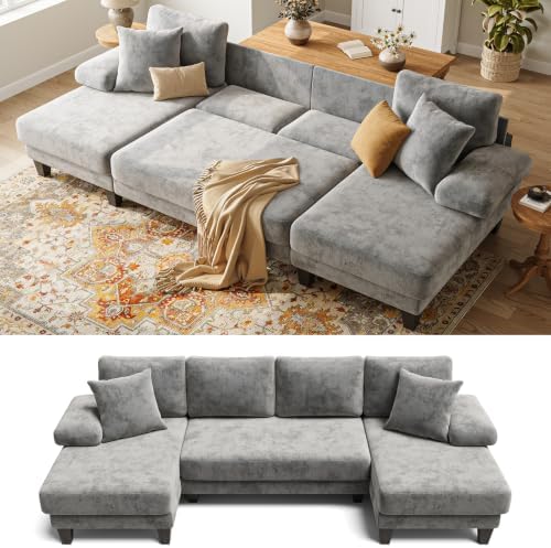 Txtin's Sleeper Sofa with Pull Out Bed 112 Inch U Shaped Sectional Couch