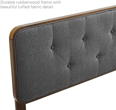 Modway MOD-6235-WAL-CHA Collins Tufted King Fabric and Wood Headboard, Walnut Charcoal