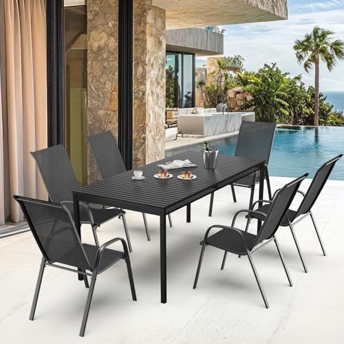 VINGLI Patio Chairs Set of 8, Black