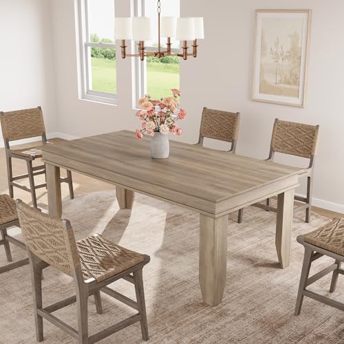 GarveeHome Farmhouse Dining Table for 6-8 People, 71" Long Kitchen Tables