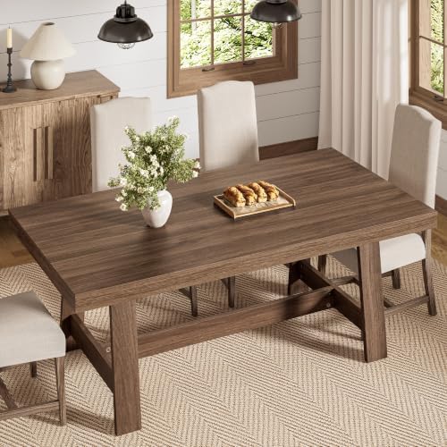IRONCK 71" Farmhouse Dining Table for 6-8, Walnut