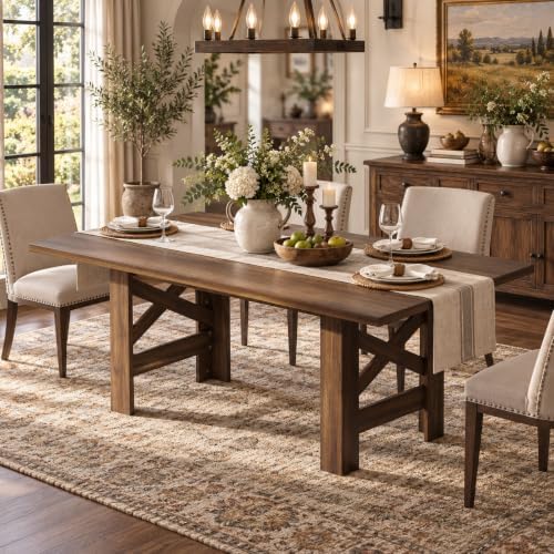 IDEALHOUSE 71" Farmhouse Dining Table for 6-8, Rectangular Kitchen Table