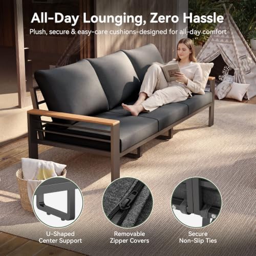 Aoxun Patio Furniture Set, Aluminum Outdoor Furniture with Fire Pit Table