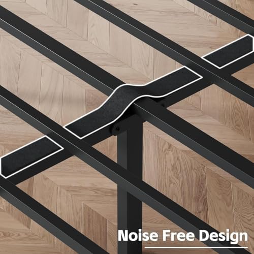 Fluest King Bed Frame with Headboard PU Leather Upholstered Bed Frame Platform,All Metal Slats Support Platform Bed Frame with Storage Space,Easy Assembly,Noise Free,No Box Spring Needed,Black